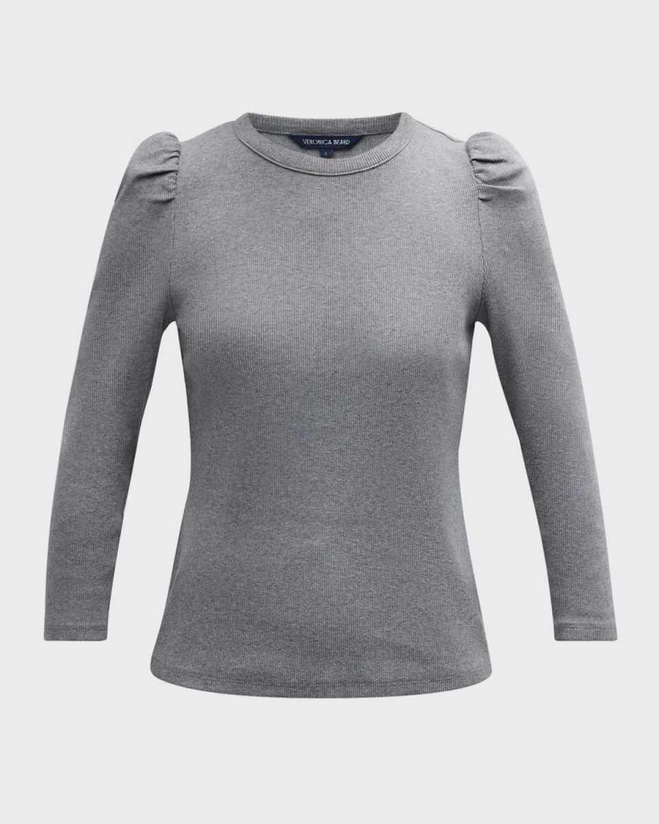 Britney Knit Puff-Sleeve Top